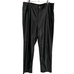 Joie Faux Leather Straight Leg Pants Black‎ Size 14